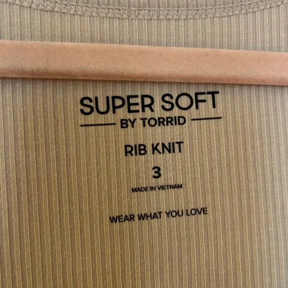 Rib knit Beige Long Sleeve Top - Picture 4 of 6
